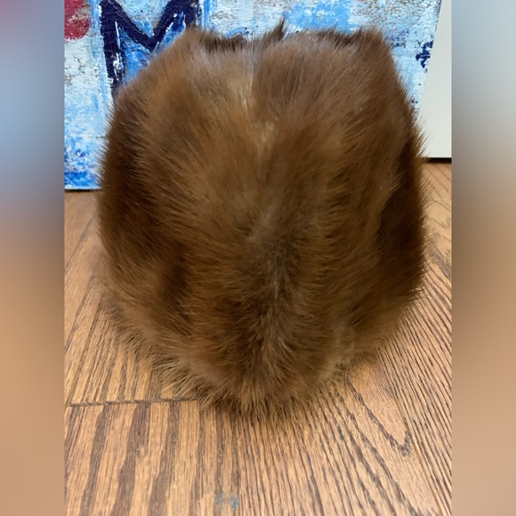 Vintage Accessories - Genuine Vintage Fur ~22” Floral Lined Beanie Warm Mobwife Cossack